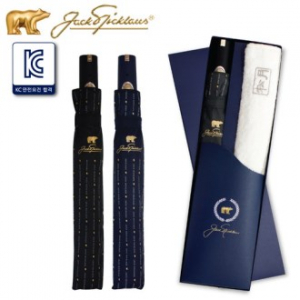 잭니클라우스 2단 스트라이프 우산+타올세트