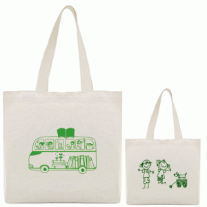 에코백 민자형 도서관버스 36x36cm // 국산