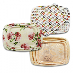 화이바 쟁반 3P (골드, 수국, 나뭇잎)