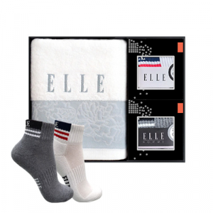 엘르 로즈 세면 타올 1매+골프 스포츠 양말 2족 세트