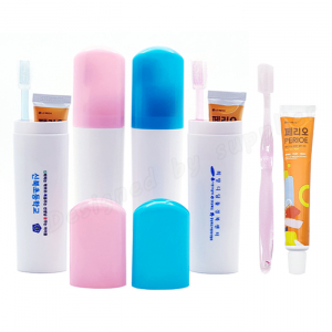 [국산 따봉 케이스 / 크리스탈 (캡) 미세모 칫솔+페리오] 칫솔 치약 / 여행/ 구강 세트