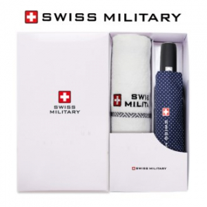 스위스밀리터리 3단 7K 완전자동 핀도트 우산 + 160g 세면타올세트