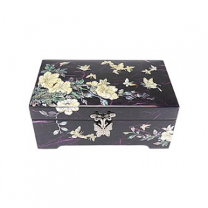 나전칠기 보석함 한지 꽃나비 직 보석함 보라
