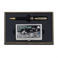 고급 금장 볼펜 송학 자개 명함케이스 메모함