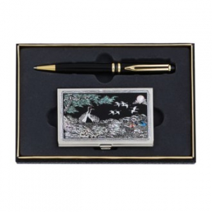 고급 금장 볼펜 송학 자개 명함케이스 메모함