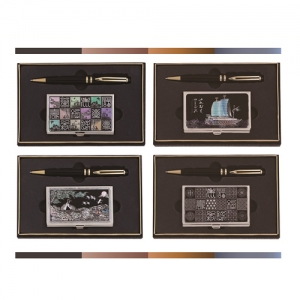 금장 볼펜 블랙 신문자도 전통 자개 명함케이스