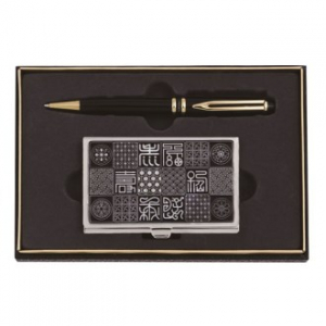 고급 금장 볼펜 수복 문자도 자개 명함케이스