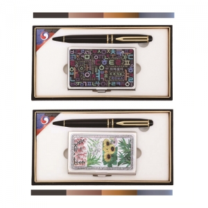 워터펜 블랙 수성 볼펜+한글 자모음 자개 명함케이스