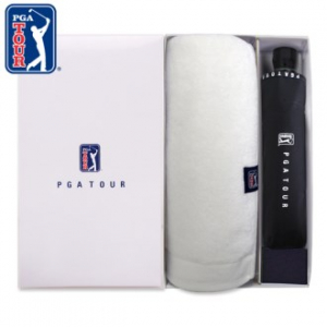 PGA 3단 로고 바이어스 완전 자동우산 + 260g 코마사 타올세트