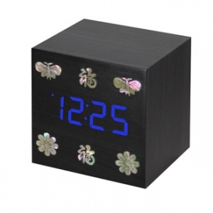 LED자개 블랙 탁상시계