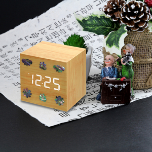 LED 자개 미니 화이트 디지털 탁상시계