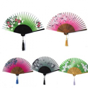 수술장식 비단꽃부채 / 전통비단부채 / 휴대용부채