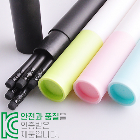 흑목 원형 지우개 연필 5P 바닐라 원통 세트 #2