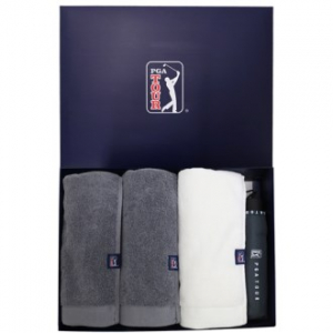 PGA 3단 수동 로고바 우산 + 260g 면사 타올 3P 세트 (소)