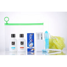 LG생활건강 여행용세트 64호- 엘라스틴 샴푸, 린스, 페리오 치약20g, 미니칫솔, 비누 , 비누 곽, 샤워볼, 7종지퍼, 거품 타올, 비누 , 비누 곽