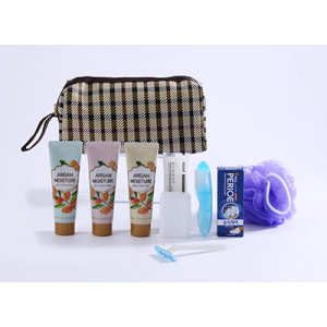 LG생활건강 아르간 여행용세트 118호, 아르간 샴푸, 린스, 바디, 페리오 치약20g, 미니칫솔, 비누 , 비누 곽, 면도기, 샤워볼, 버버리 가방
