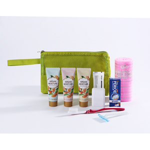 LG생활건강 아르간 여행용세트 107호, 아르간 샴푸, 린스, 바디, 페리오 치약20g, 긴칫솔, 비누 , 비누 곽, 면도기, 샤워 타올, 더블찍찍이파우치