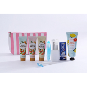 LG생활건강 여행용세트 98호, 아르간 샴푸, 린스, 바디, 페리오 치약20g, 미니칫솔, 비누 , 비누 곽, 면도기, 아트릭스 핸드크림60g+고양이파우치