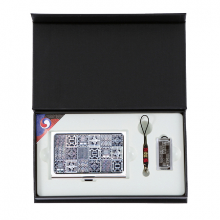 창살문 블랙 자개 명함케이스  대용량 USB