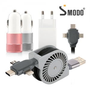[에스모도] 초고속 충전용품 set (십자각 릴케이블+듀얼 시거잭+듀얼 어답터) MS- 226