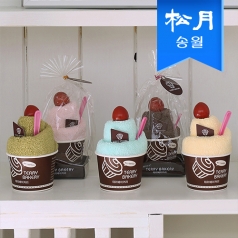 송월 아이스크림 컵케익 고리타올 수건 s