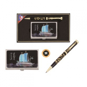 한글 볼펜 채색 거북선 자개 명함케이스