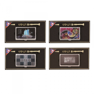 한글 금장 볼펜 창살문 자개 명함케이스