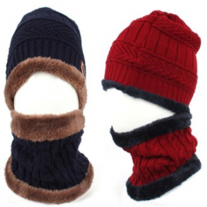 단색 니트 방한 모자 세트