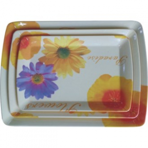 신사각 국화 쟁반, 멜라민 웨이브 쟁반 3P 세트