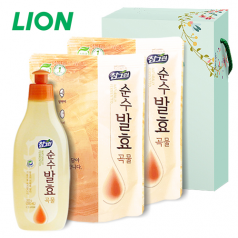 LION 참그린 순수 발효 곡물 주방세제 용기 300g +참그린 순수발효 곡물 리필 300ml x 2개 [102-212254]