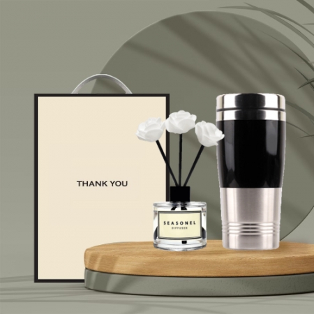 시즈넬 고급선물세트 디퓨저 50ml 미니로즈+럭셔리 텀블러 450ml #2