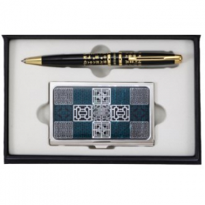 훈민정음 볼펜 창살문그린 자개 명함케이스