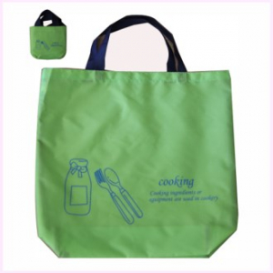 쿠킹클래스 그린 주머니형 자가드 원단 장바구니