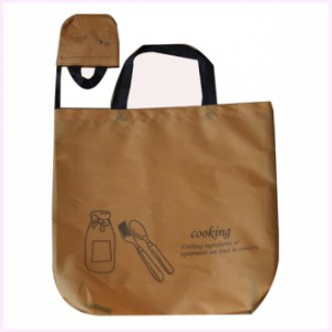 쿠킹클래스 브라운 주머니형 자가드 원단 장바구니