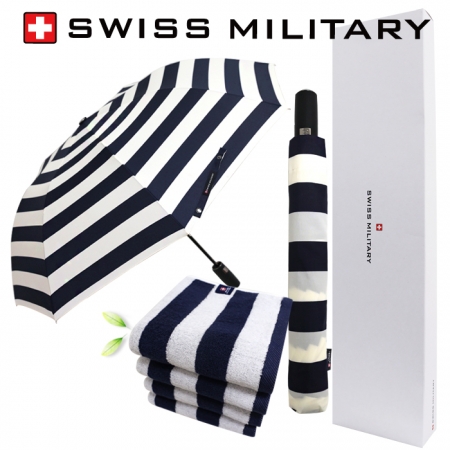 스위스밀리터리 2단자동 네이비스트라이프 + 175g면사타올 세트 #2