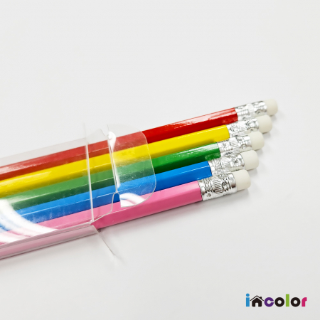 인컬러 투명 케이스 5본입 비비드 육각 B 연필 세트 #4