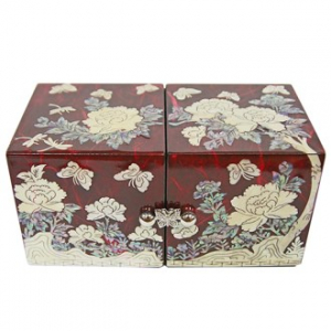 한지 목단 쌍합 (적 / 보라)