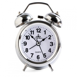 실버 해머 벨 알람 탁상시계
