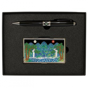 금속 명함+자개 볼펜- 일월오봉도, 채색십장 생