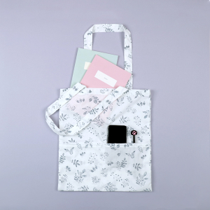 메이드유 플라워 투포켓형 에코백 화이트 33 x 37