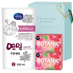 무궁화 키친솝 연잎 주방 세제 리필 300ml +온더바디 비누 80G2개 [110- 212437]