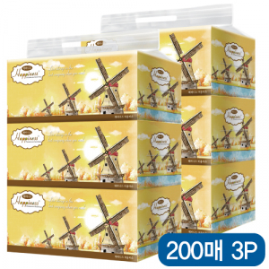 해피니스 미용 티슈 (200매) 노을풍차 3P