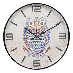 심플 크롬 부엉이 벽시계 300