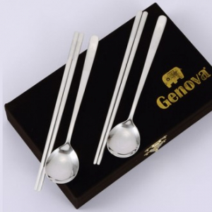 JJ122 원앙 은도금 부부수저 선물세트