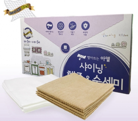 여러번 빨아쓰는 일회용 행주 5매 + 수세미 5매 (10매)