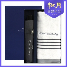 송월 카운테스마라 포라인40 타올 +카운테스마라 3단 폰지 우산 2p 콤보세트