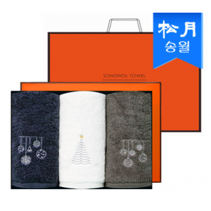 [송월타올] 크리스마스 징글벨 타올 3매 세트 + 쇼핑백 s