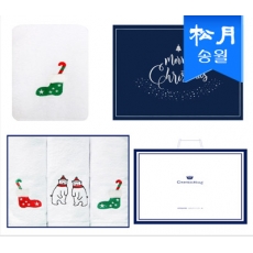 [송월타올] 스노우 크리스마스 타올 120g 3매 세트+쇼핑백 s