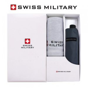 스위스밀리터리 3단 수동 암막스키니 우산 + 140g 면사 타올세트
