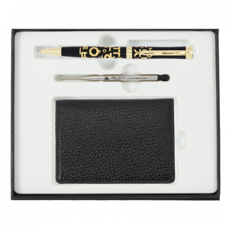 한글 볼펜+리필심+피렌체 콤비 소가죽 명함지갑